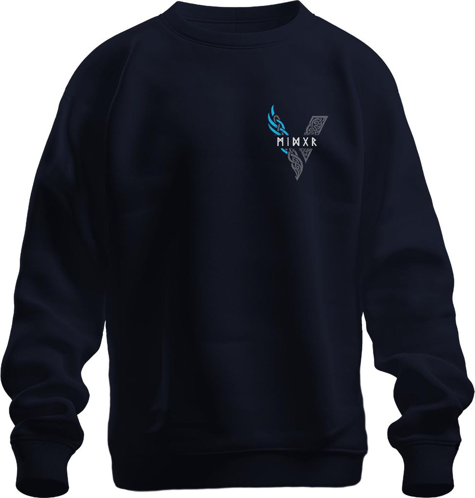 Wikinger Runen V Nordisches Symbol keltische Knoten blau Mythos Uni Sweatshirt Pullover, Navy, XXL