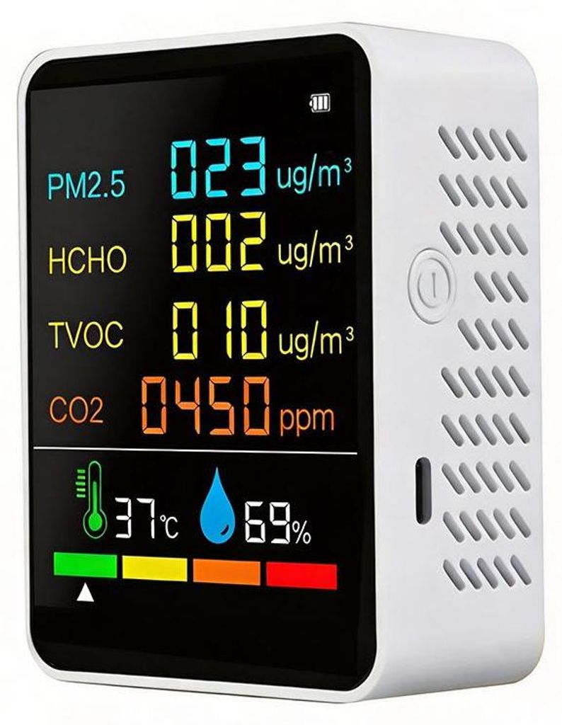 CO2 Luftqualitätsmessgerät mit PM2.5 TVOC HCHO, Display für Zuhause Büro