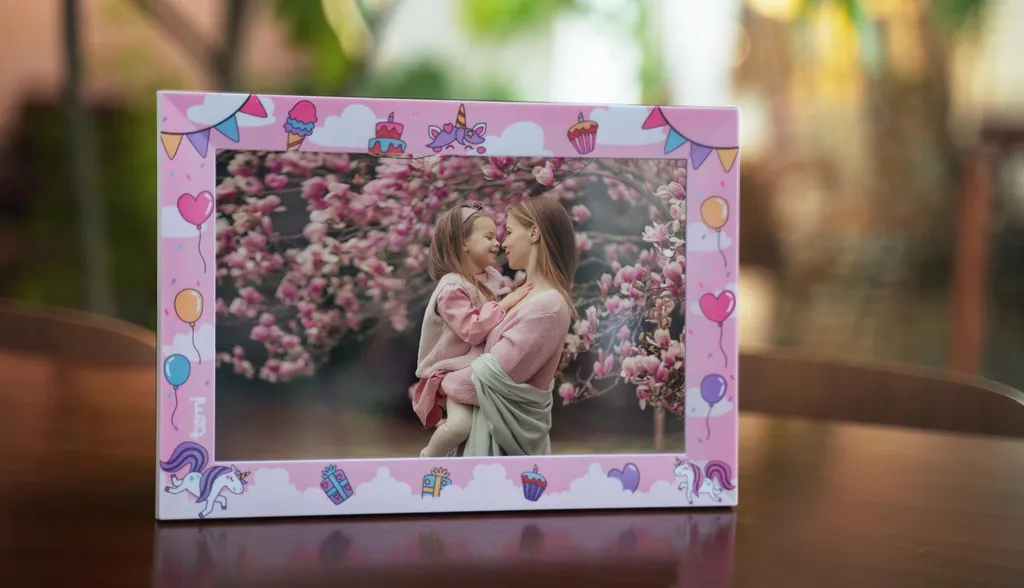 Cadre Photo Connecté WiFi Bemi Frame 10,1 Pouces Rose avec Appli Frameo