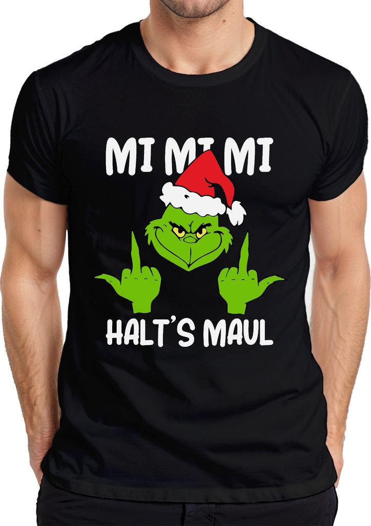 Mi Mi Mi Shut up Grinch Saying Anti-Christmas - Maglietta Immagine del prodotto 