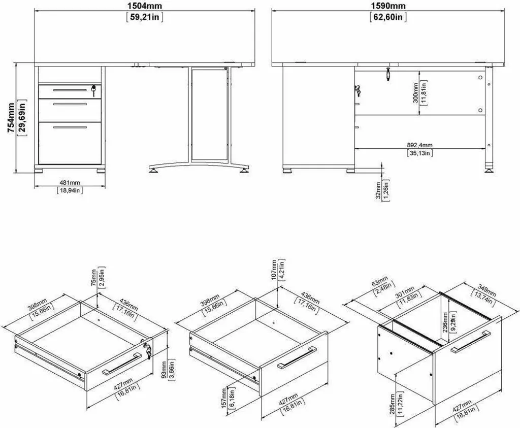 Bureau d'angle Prima Idéal pour Télétravail : Chêne avec Rangements - 3
