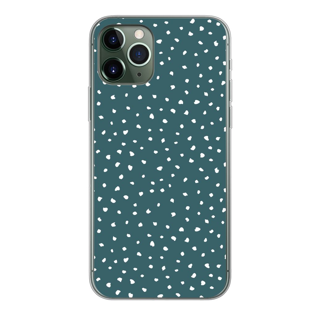 MuchoWow Handyhülle Schutzhülle Hülle für iPhone 11 Pro Polka dots - Weiß - Grün Silikon Softcase Handy Hülle - Handy