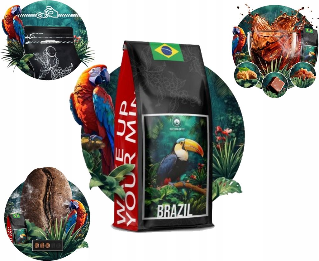 Kawa ziarnista 1kg BRAZYLIA 100% ARABICA Świeżo Palona BLUE Zdjęcie produktu 