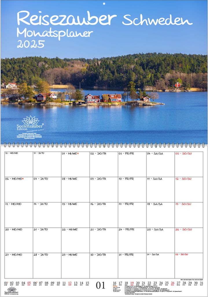 Reisezauber Schweden Planer DIN A2 Kalender für 2025 Stockholm Stadt Reise Land Urlaub - Seelenzauber