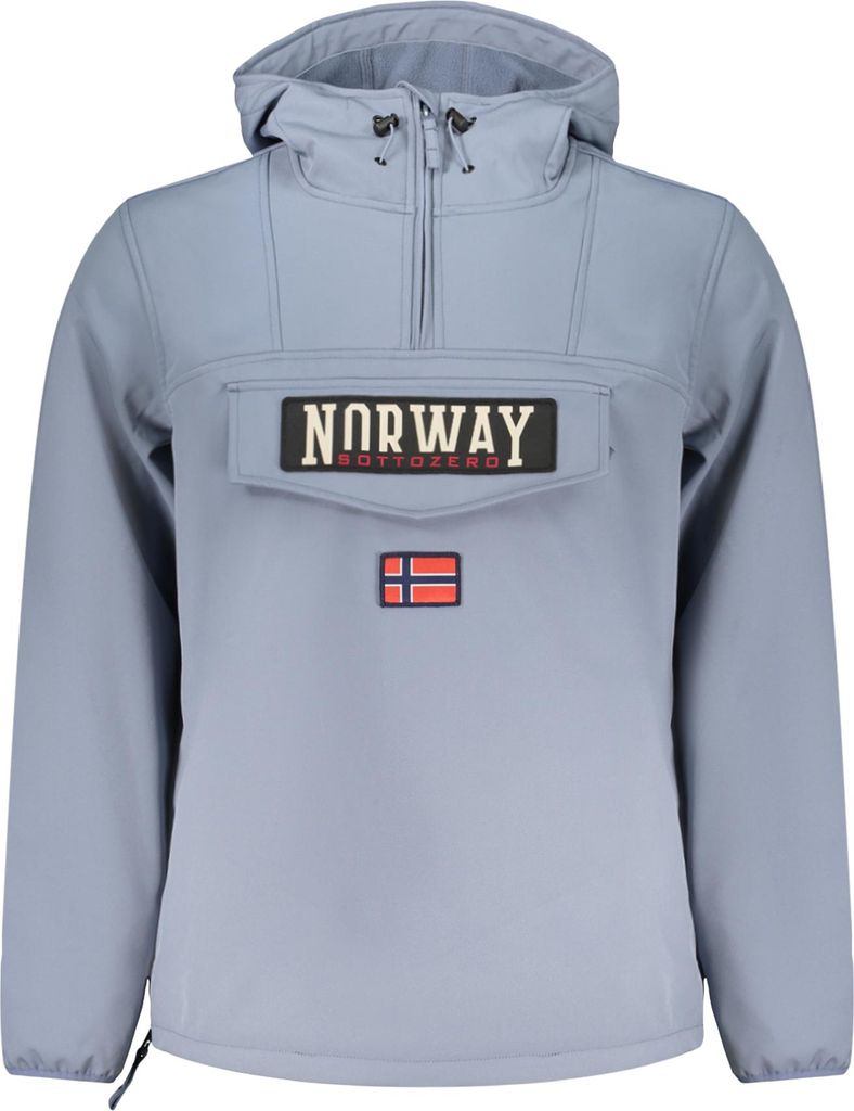 Herren Softshell-Jacke mit Kapuze und Reißverschluss in Blau