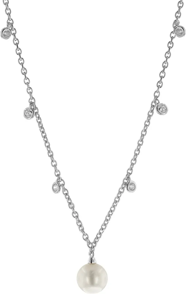 Collier en Argent 925 pour Femme avec Perle Nacrée et Zirconia Brillant