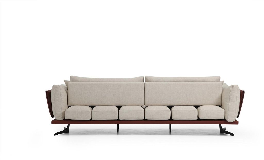 Zweisitzer Sofa 2 Sitzer Stoff Beige Modern Design Wohnzimmer Luxus