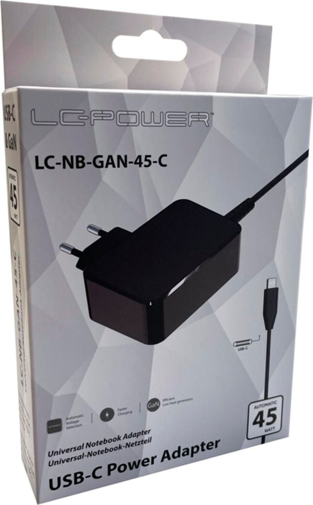 LC-Power Netzteil Notebook-Netzteil LC-NB-GAN-45-C 45W
