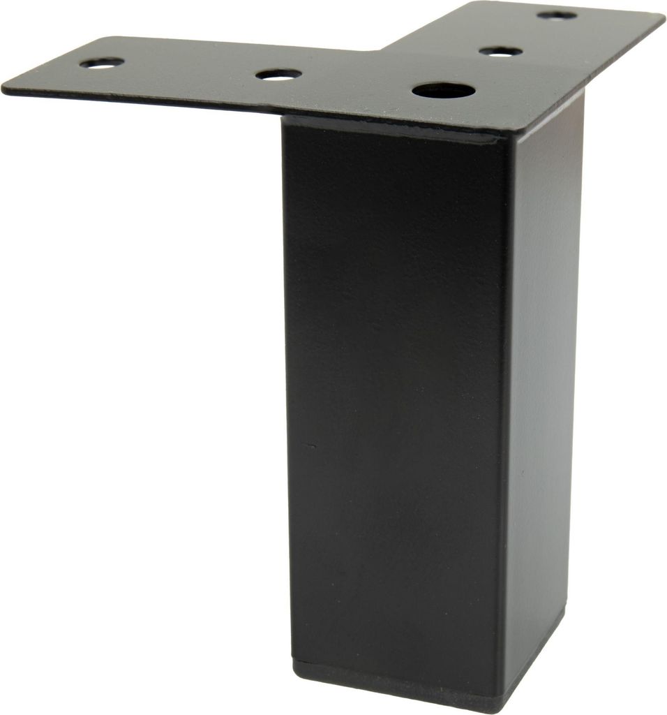Quadratischer Möbelbein aus Metall, Schwarz, 10 cm – Stilvolles und langlebiges Design für moderne Einrichtungsprojekte.