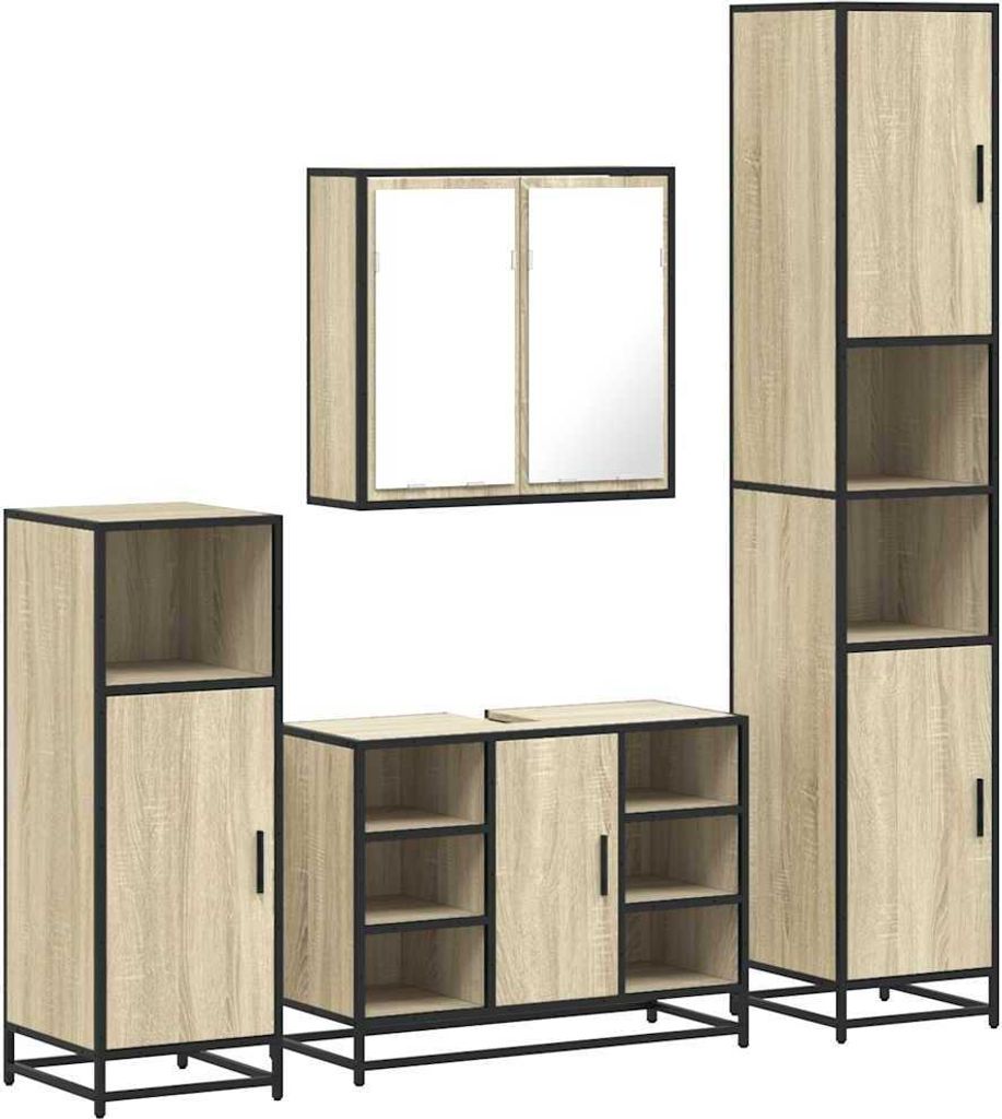 4-tlg. Badmöbel-Set Sonoma-Eiche Holzwerkstoff