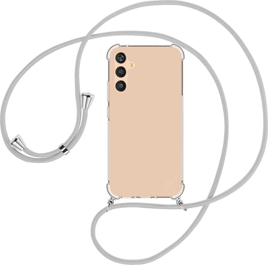 Handykette Backcover-Schutzhülle mit Band (Metall silberfarben) für Samsung Galaxy A34 5G - silbergrau