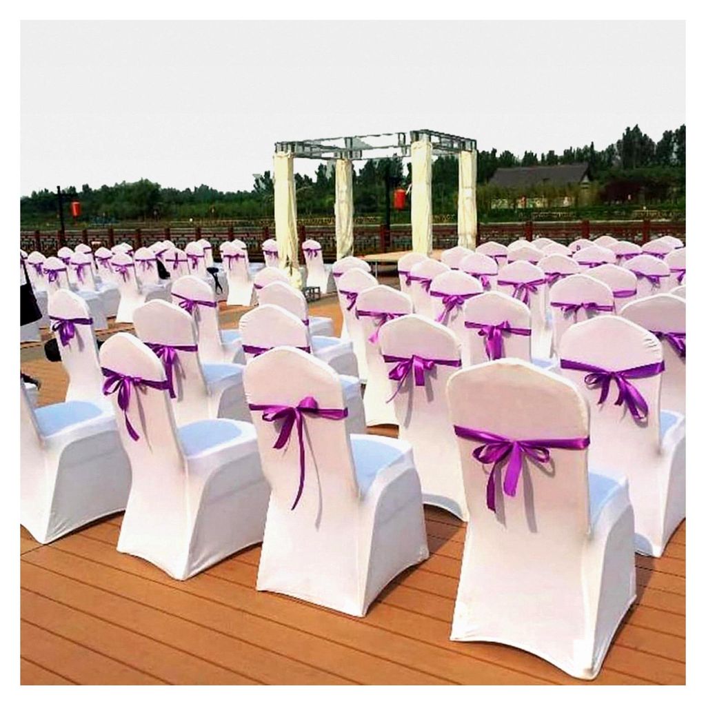 Universelle Stuhlhussen Stretch Weiß für Hochzeiten und Partys (100 Stück)