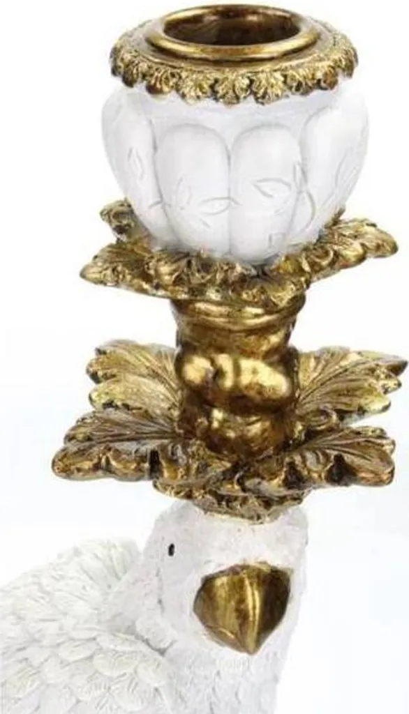 Bougeoir Oiseau blanc 40 cm en polyrésine - Objet de décoration chic
