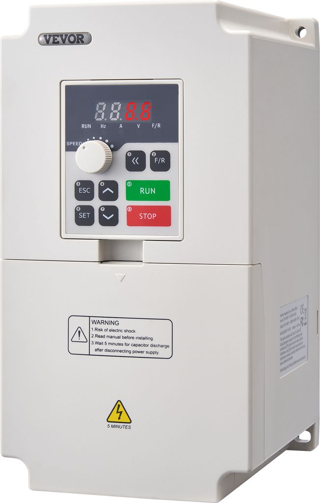 VEVOR Frequenzumrichter VFD 5 PS, 4 kW, 8,5 A, 380 V Eingang auf 3-Phasen-Wechselstrom, 50/60 Hz Eingang, 0–2000 Hz Ausgang, zur Drehzahlregelung...