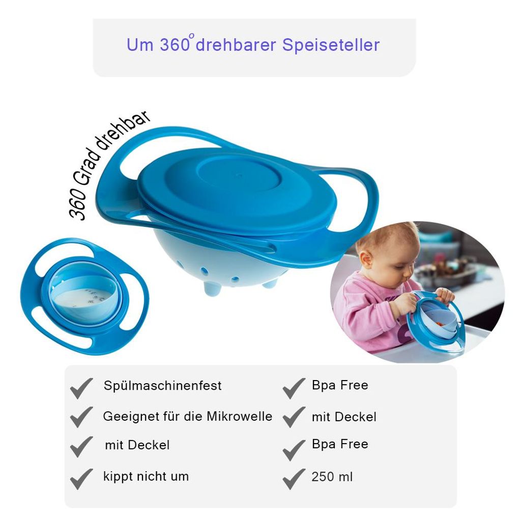 Babyjem Baby Schüssel Bowl 360° Breischale Balu mit Deckel Produktbild 