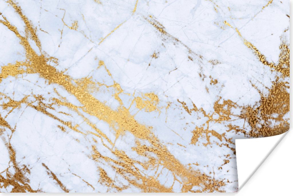 MuchoWow Poster Marmor - Gold - Weiß - Luxe - Marmoroptik - Glitzer 180x120 cm - Fotoplakat