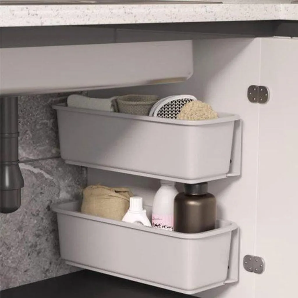 Organisateur de tiroir gris modulable pour cuisine et salle de bain