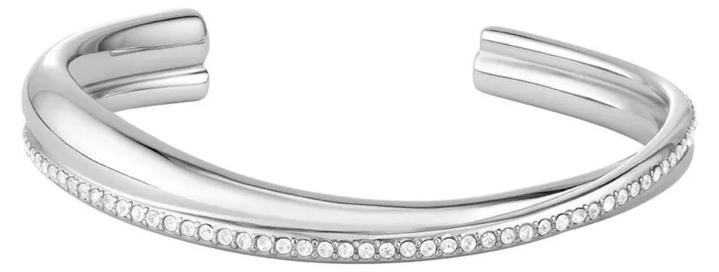 Bracelet Jonc en Acier Argenté et Cristaux pour Femme - Modèle Lena