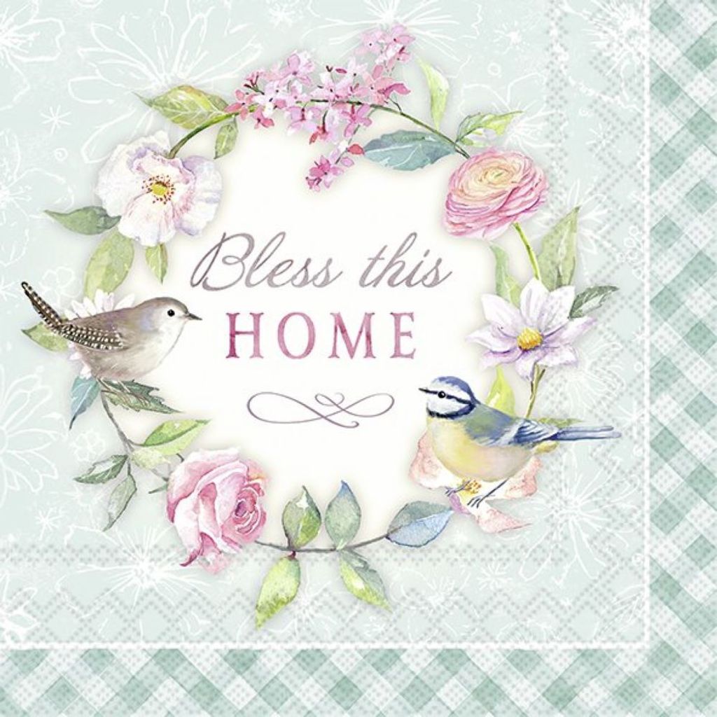 BLESS THIS HOME turquoise Lunch-Servietten L 94694
