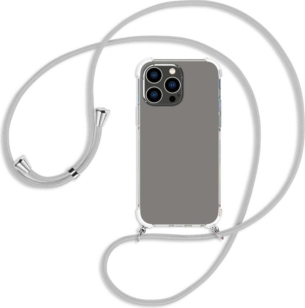 Handykette Backcover-Schutzhülle mit Band (Metall silberfarben) für Apple iPhone 14 Pro Max (6.7'') - silbergrau