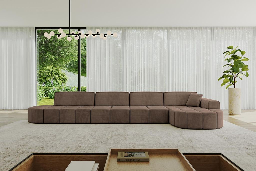 ALTDECOR Ecksofa in L-Form Livo-L3 - 422x173x79,5 cm Braun - Corner Sofa Bett Eckcouch Couch Wohnlandschaft Cauchsofa