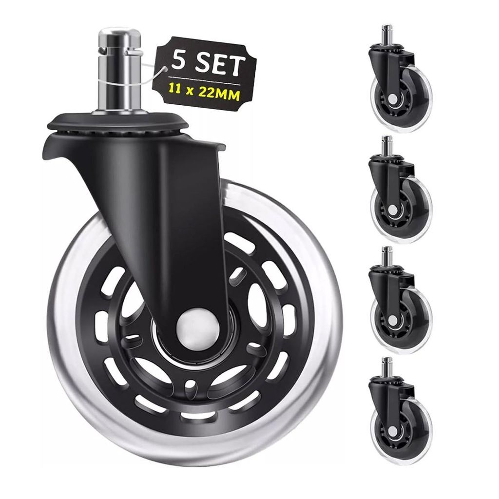 Stuhlrolle 5x Leise Bürostuhlrollen 11mm Universal Hartbodenrollen,Kratzerfrei,360° drehbar Ersatzrollen Bürostuhl,Bodenrollen für Stuhl,für B...