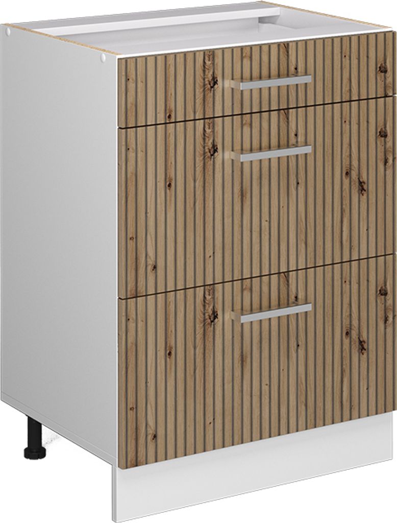 Küchenunterschrank Vicco R-Line Artisan-Eiche 60 cm mit Schubladen, ohne Arbeitsplatte, Model 49173