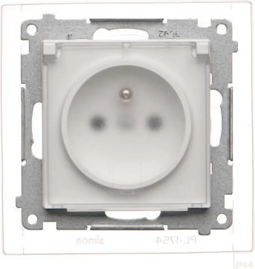Prise Simon 55 simple IP44 blanc mat : Haute protection et design mat