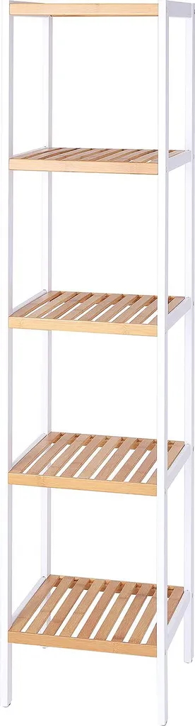 Dibea Étagère en Bambou à 5 Niveaux 33x33x146 cm Robuste et Naturelle