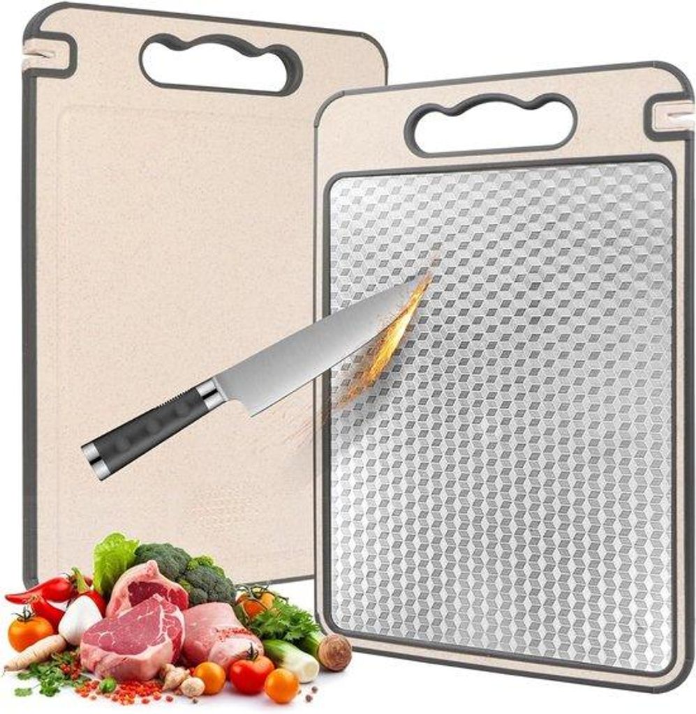 Keuken Snijplanken RVS Set 3 Stück - Schneidbrett Set aus Edelstahl - Durable Kitchen Chopping Boards - Set mit Anti-Slip-Fuß - Ideal für Gemüs...