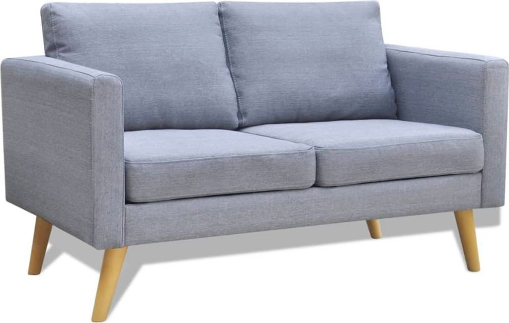The Living Store Sofa 2-Sitzer Stoff Hellgrau