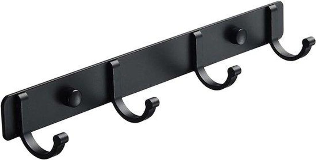 Haken für Wand, 4-teilig, schwarz, 29cm, für Badezimmer, Küche, Flur und Schlafzimmer