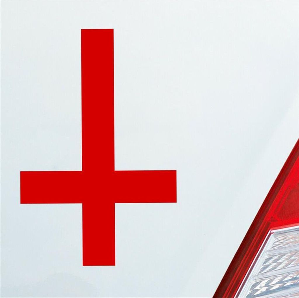 Auto Aufkleber Petruskreuz Petrus Kreuz Satan Zeichen Horror 6x10 cm Rot Sticker Heckscheibenaufkleber