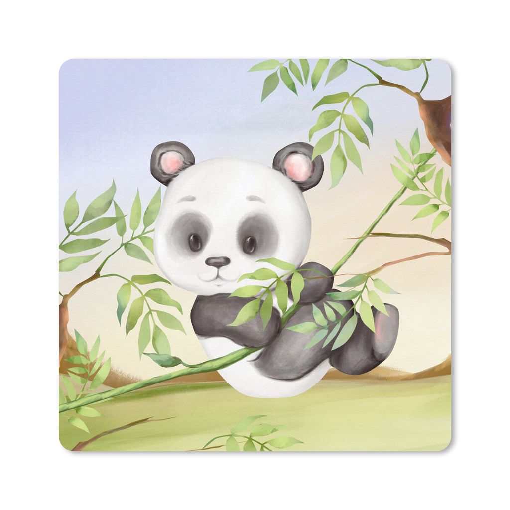 MuchoWow Mauspad Mousepad Dschungel - Panda - Rebe 20x20 cm - Mousepads - Maus Mat - Pad - Mausunterlage - Desk Mat - Bureauartikeln