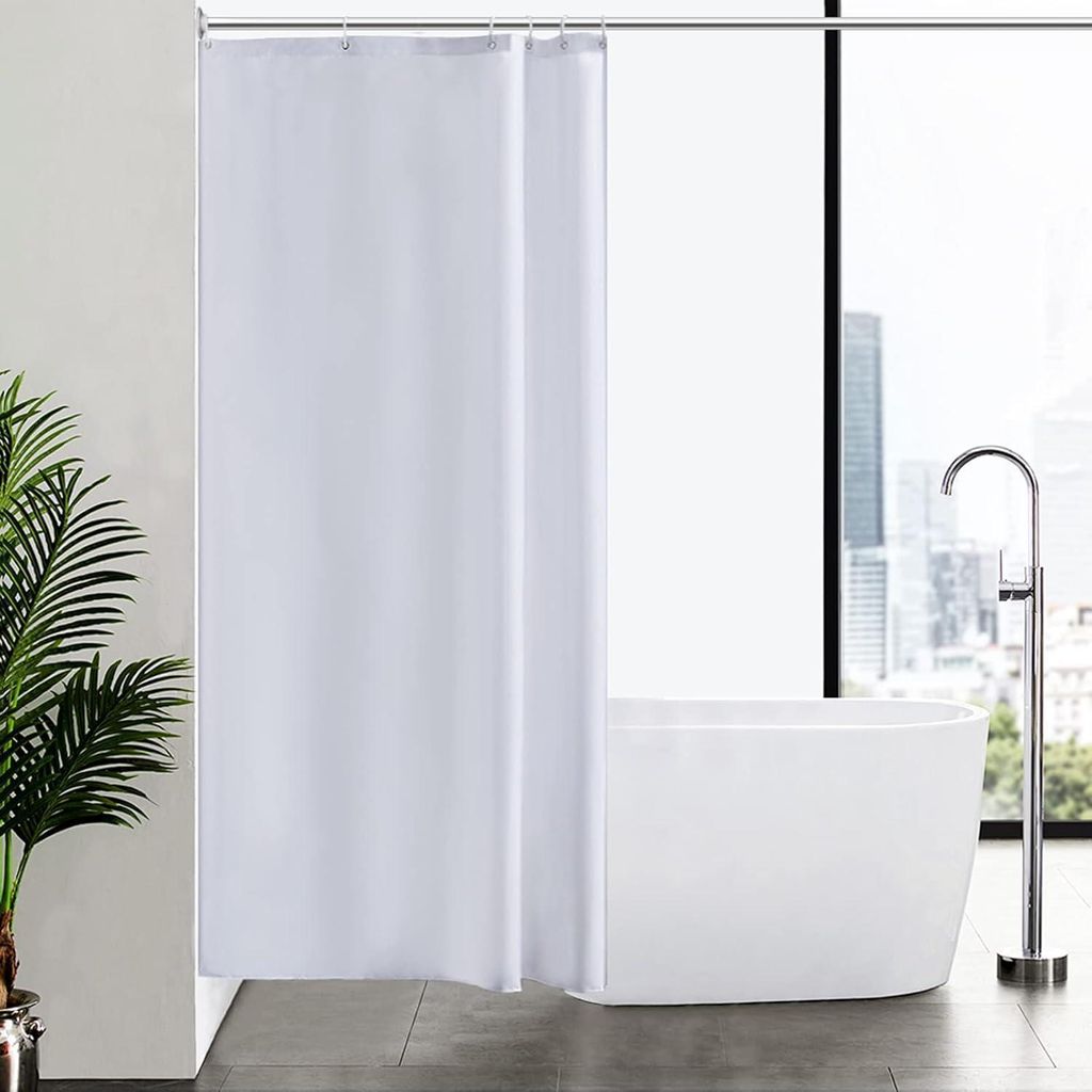 Schmaler Duschvorhang Polyester Weiß Wasserabweisend Produktbild 
