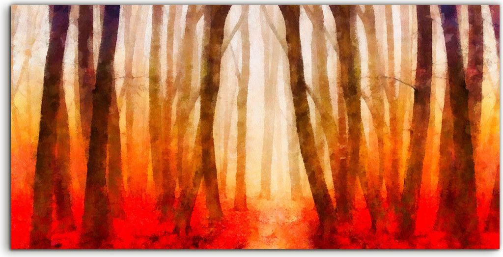 Coloray Canvas 140x70 Wandbild Leinwand Bilder Foto Bild Malerei Bäume Wald Herbst