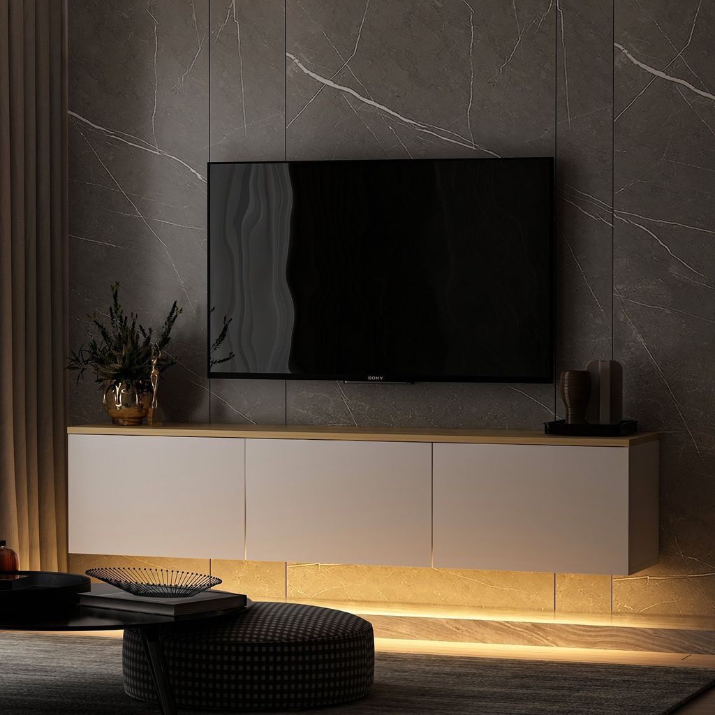 Skye Decor, Neon- Neon NRC, Weiß,Eiche, TV-Schränke, Produktbild 1
