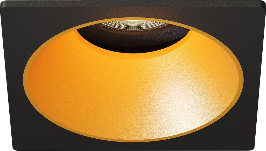 Ledvion - Einbaustrahler led Spot Schwarz / Gold Square, 81 x 81 mm, dimmbar, neigbar, trimlos, 3W, GU10 Spot, 2700.000, 345 Lumen, Aluminium, IP20...