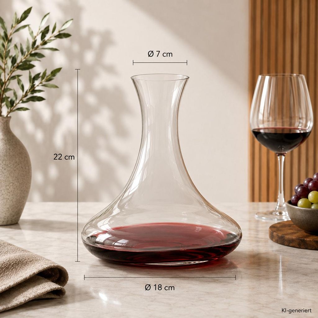 Weindekanter 1,4 L aus Glas – Weinkaraffe für Rotwein –