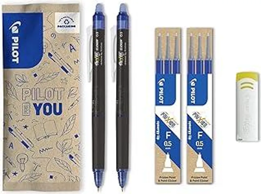 Kit Pilot Frixion Point Clicker 0.5mm: 2 Penne Blu e 6 Refill Omaggio