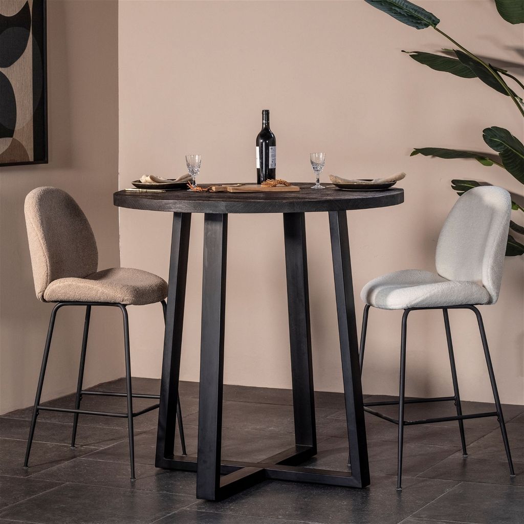 Giga Meubel Bartisch Lowie - 110x110x90cm - Schwarzes Mangoholz