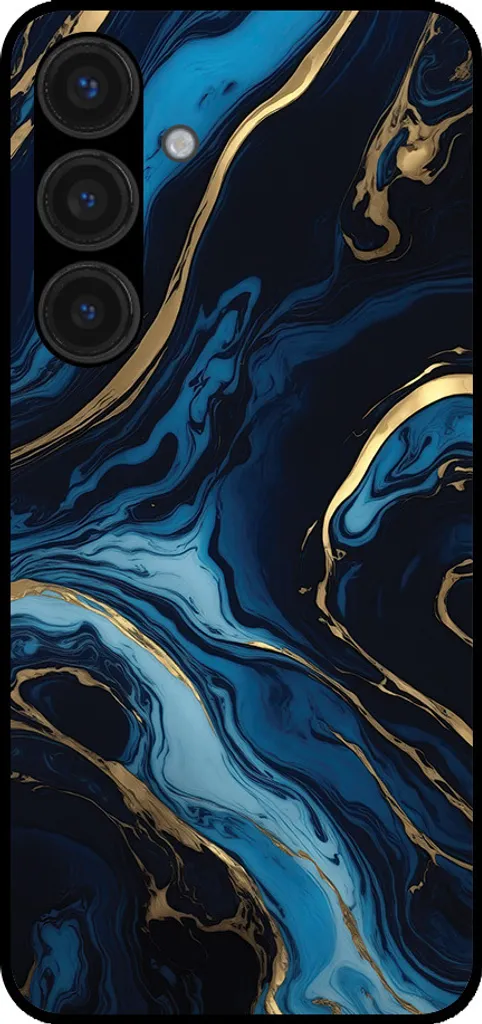 Cover Marmo Samsung Galaxy S24 Plus Oro Blu | Custodia TPU Morbida Elegante