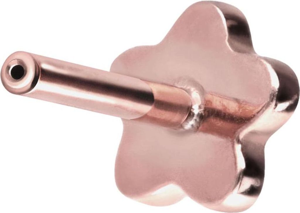 Ohrpiercing, Nasenpiercing Titan Labret mit Push Fit ohne Kugel BLUME RoséGold Stablänge: 8mm | Stabstärke: 1mm