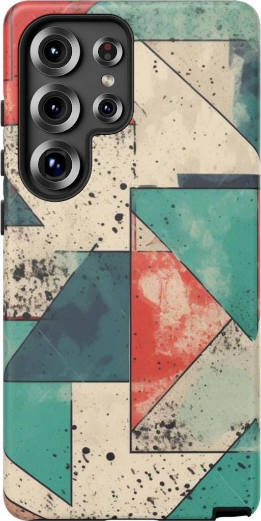 Abstraktes geometrisches Muster in gedeckten Farben – Hülle Kompatibel mit Samsung Galaxy S25 Ultra