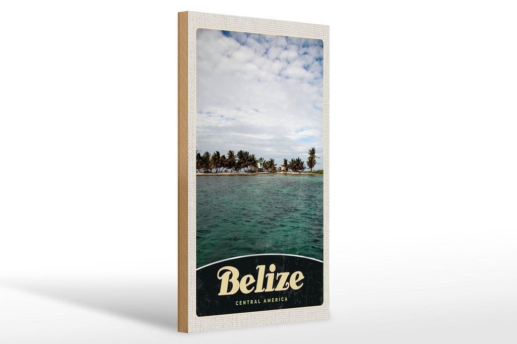 Holzschild Reise 20x30cm Belize Central Amerika Strand