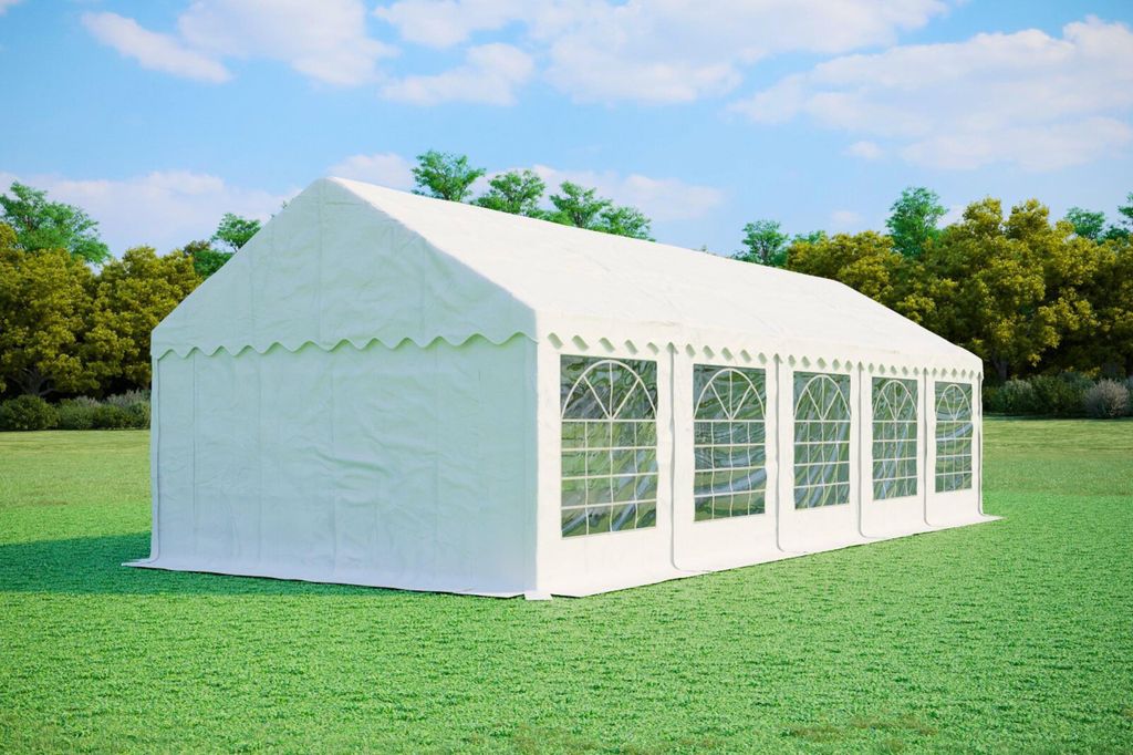 Partyzelt 4x10m - PVC Standard Feuerfest - Weiß