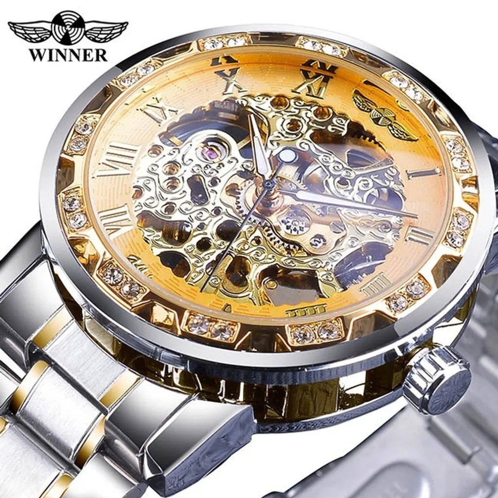 Montre Winner BE-14438 Argenté Doré - Fini les Piles, Style Inoxydable