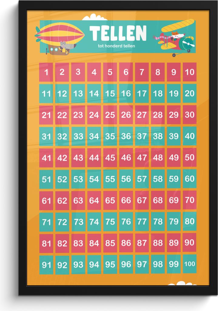 MuchoWow MuchoWow Gerahmtes Poster Kinderzimmer - Zählen - Lernen - Jungen - Mädchen - Kinder - Orange - Kinder 40x60 cm - Poster mit zchwarz...