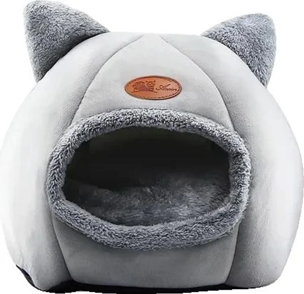 Lit pour chat avec coussin amovible et lavable design gris 40 cm