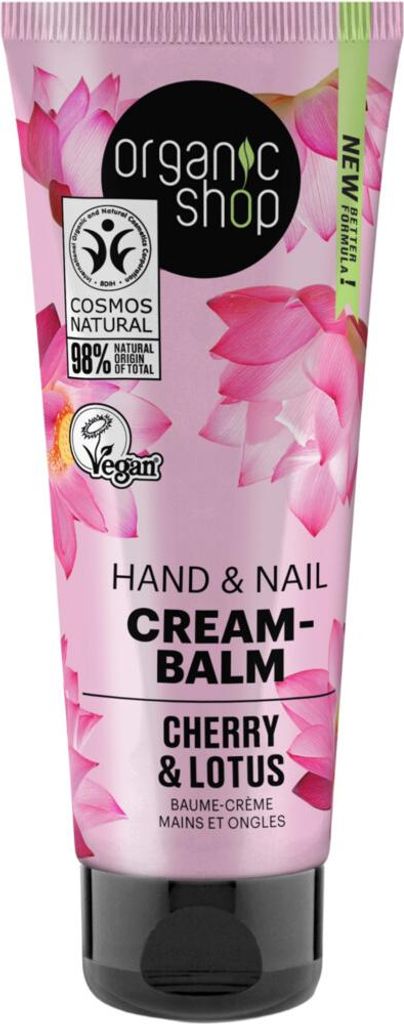 Organic Shop - Hand- und Nagelcreme - Kirsche und Lotus - Nährend und feuchtigkeitsspendend - 75 ml - 1 Stück